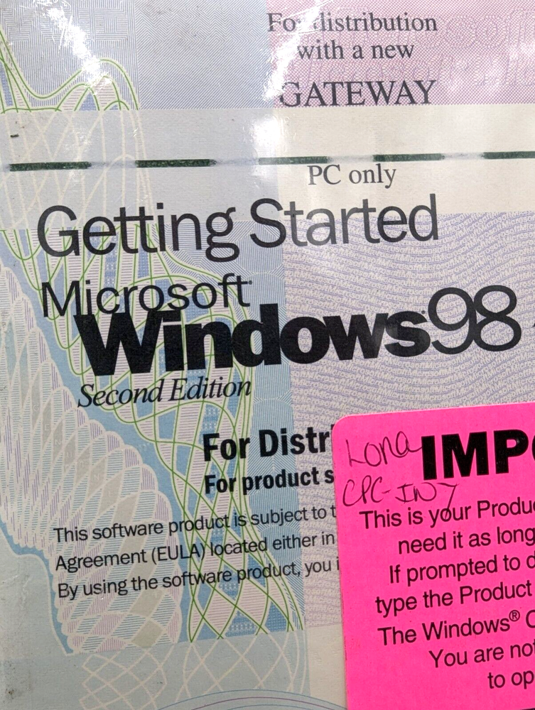 Microsoft Windows 98 Second Edition New Sealed CD w/ COA Product Key