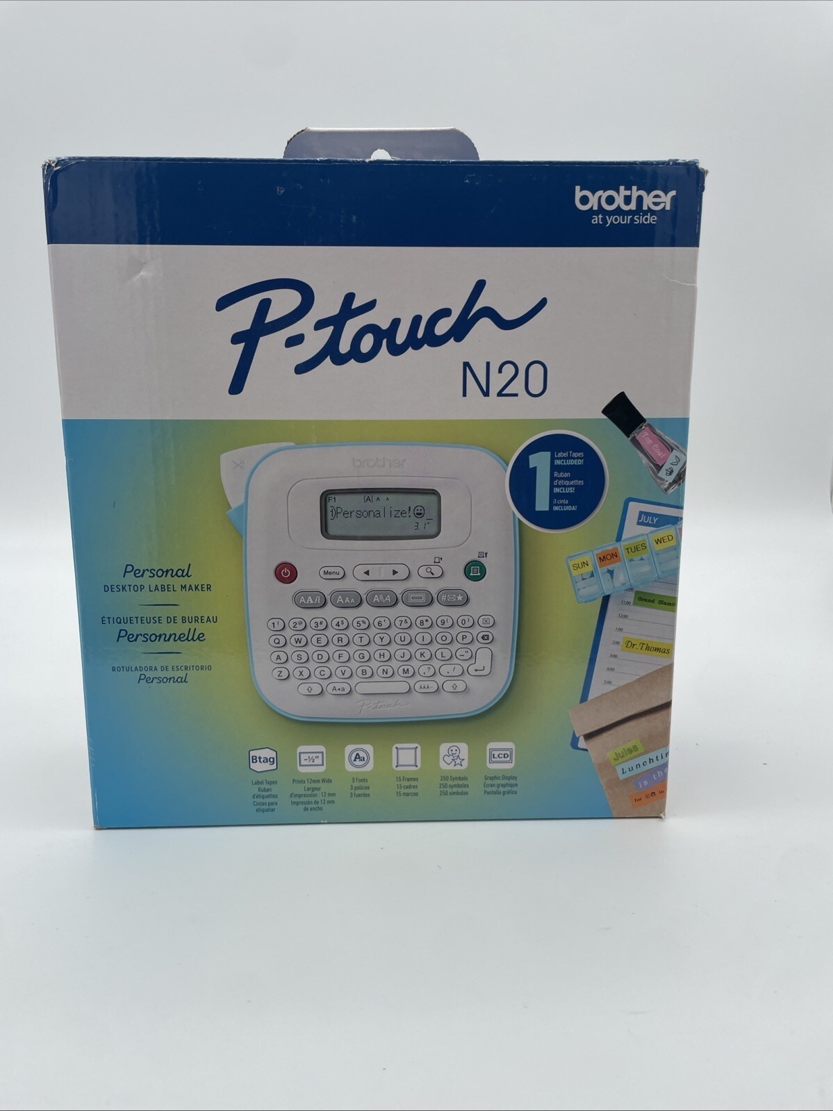 Brother P-Touch PT-N20 Personal Desktop Label Maker Portable B TAG TAPE FREE SHP