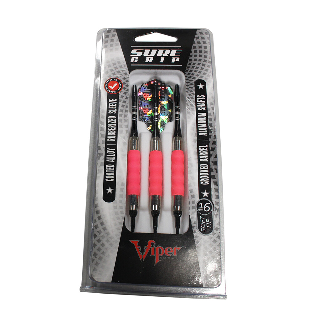 Viper Sure Grip Soft Tip Darts - Dartboard Game Accessory - Pink - 16 Grams