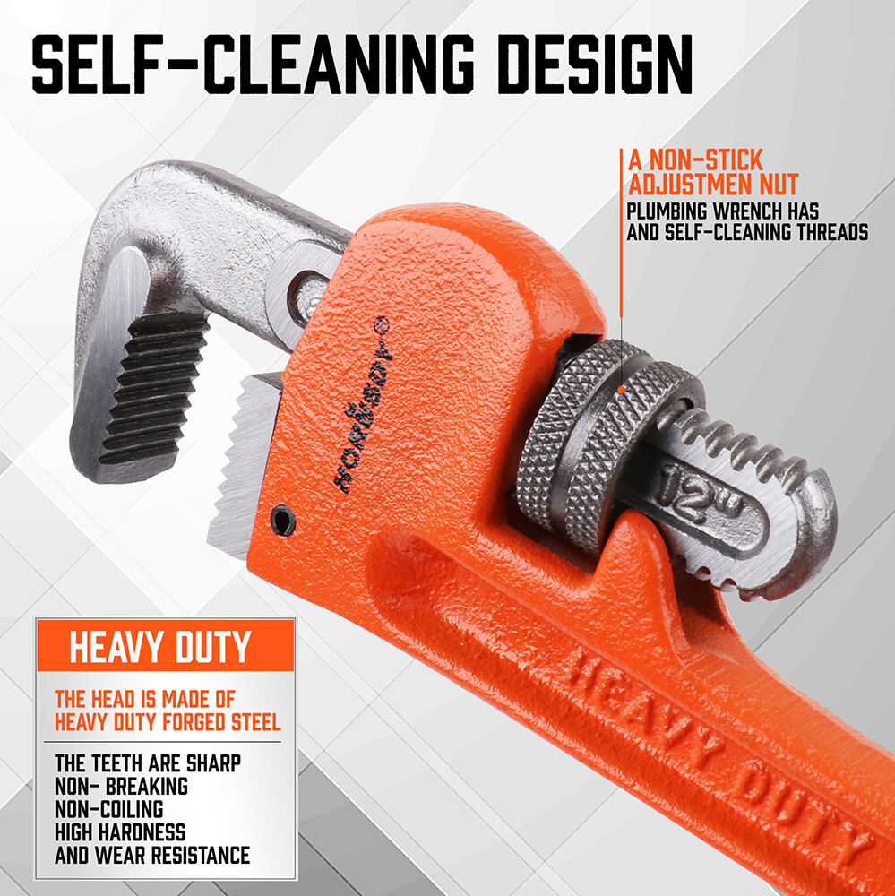 4pc Pipe Wrench Set Monkey Heat Treated Adjustable Heavy Duty 8" 10" 12" 14" NEW