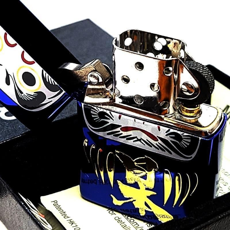 Zippo Metallic Daruma Ion Blue Etching One Sided Processing Lighter Regular