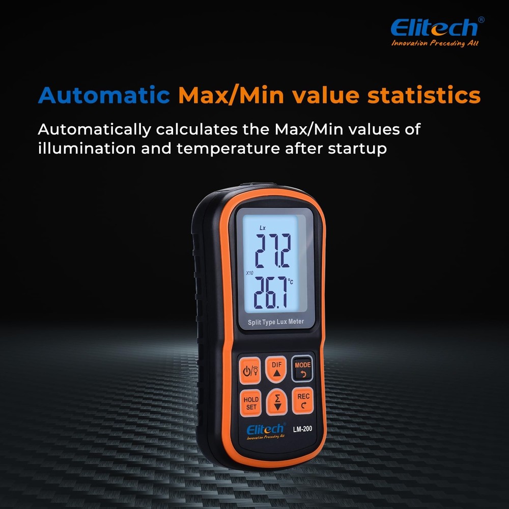 LM200 Digital Light Meter Handheld Illuminance LCD Display 200,000 Lux