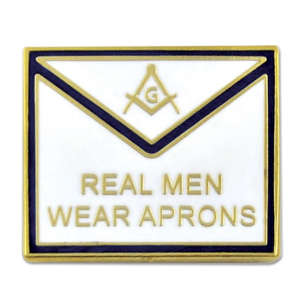 Real Men Wear Aprons Square & Compass Masonic Lapel Pin