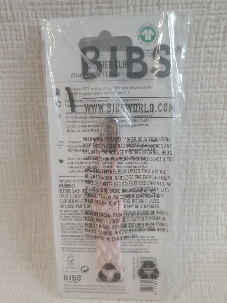 BIBS Paci Braid for Pacifier - Color Blush/Ivory