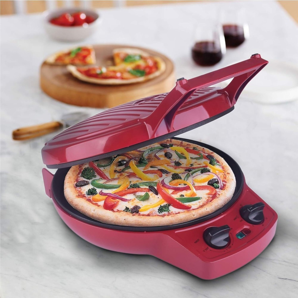 Convertible 12 Inch Pizza Cooker & Calzone Maker - Timer & Temperature Control