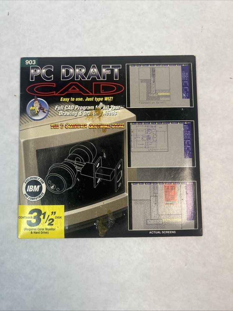 Wiz Technology Vintage 1994 PC Draft CAD Floppy Disc, Computer, Sealed 3.5”