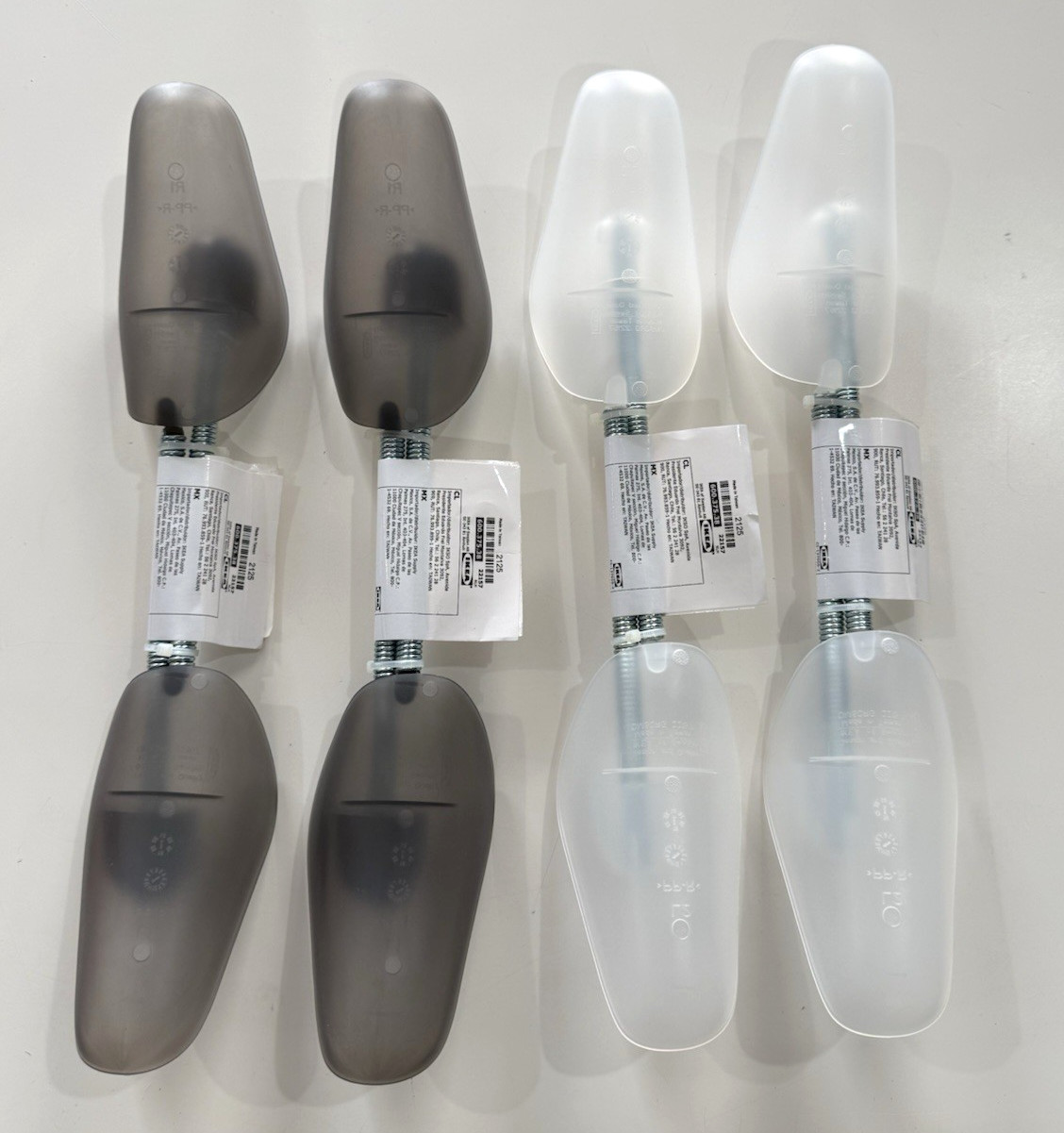 IKEA Omsorg Shoe Form 4 Pairs Clear/ Light Gray New 600.375.38