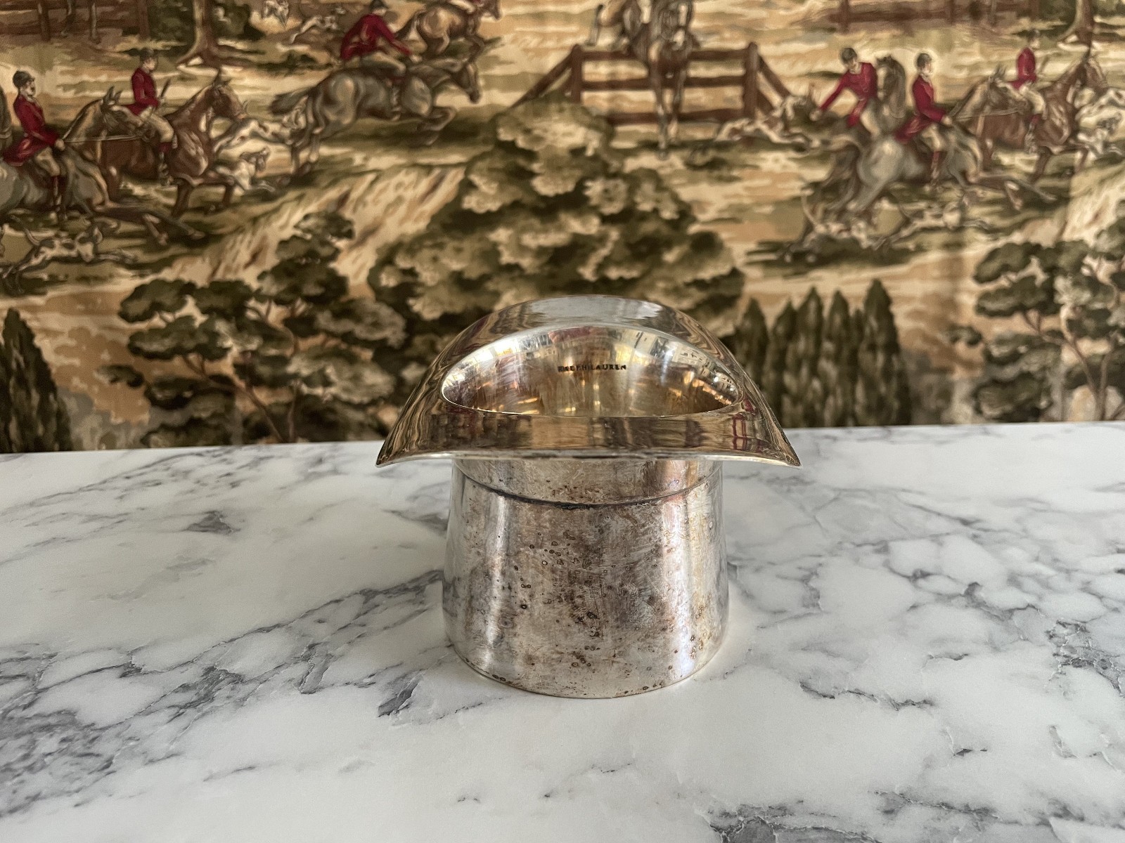 RARE RALPH LAUREN SILVERPLATE BALMORAL FINLEY TOP HAT NUT BOWL TRAY DECANTER