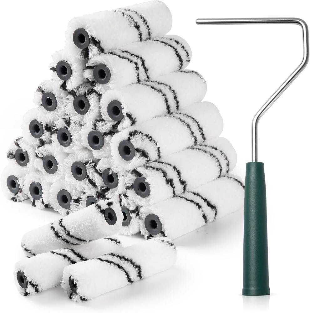 Microfiber Paint Roller Covers, 24 Pack Paint Roller 4 Inch (3/8 Inch Nap), P...