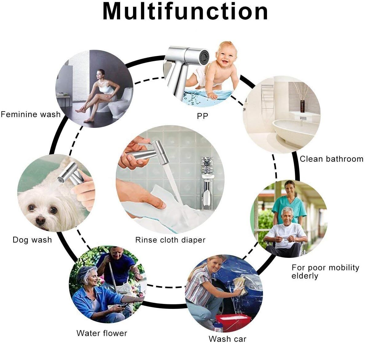 Toilet Shattaf Adapter Hose Bidet Spray Stainless Steel Handheld Shower Head US