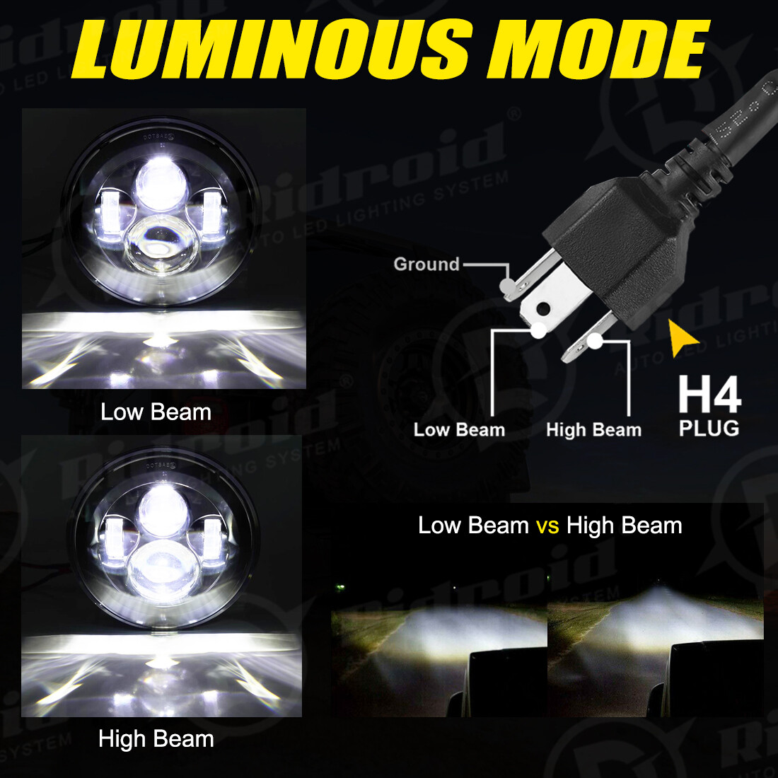 7" LED Headlight & Passing Lights For Harley Davidson Heritage Softail Classic