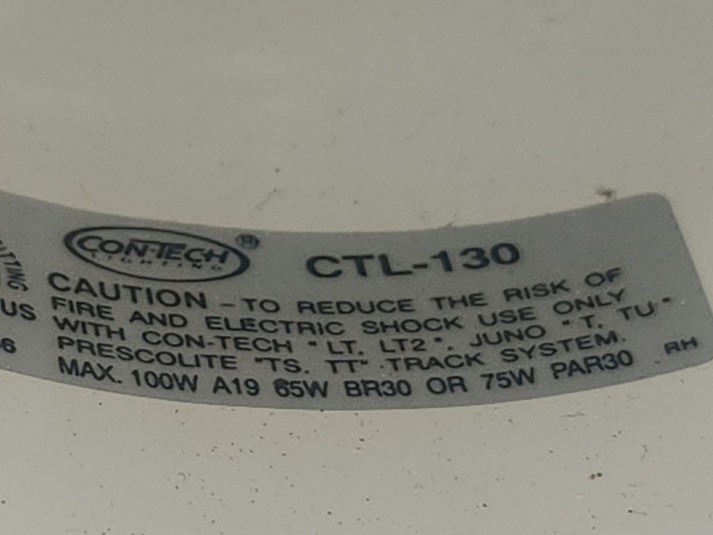CONTECH CTL130-P Flat Back CYLINDER WHITE TRACK HEAD w/Bulb Untested