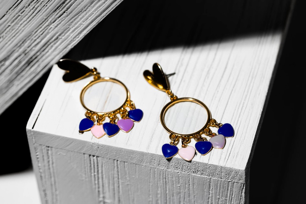 Heart Hoop Multi Color Charm Earring
