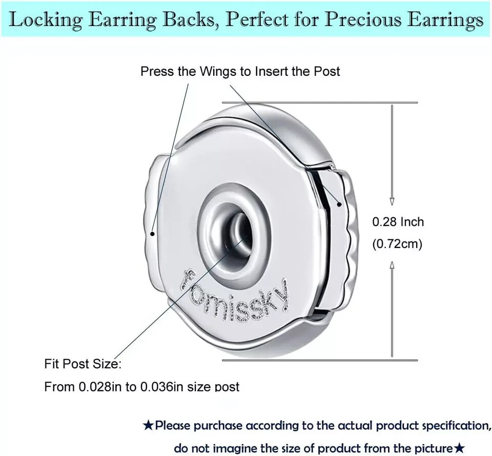 Fomissky Locking Earring Backs for Studs, 2 Pairs Secure Spring Earing Backs Re