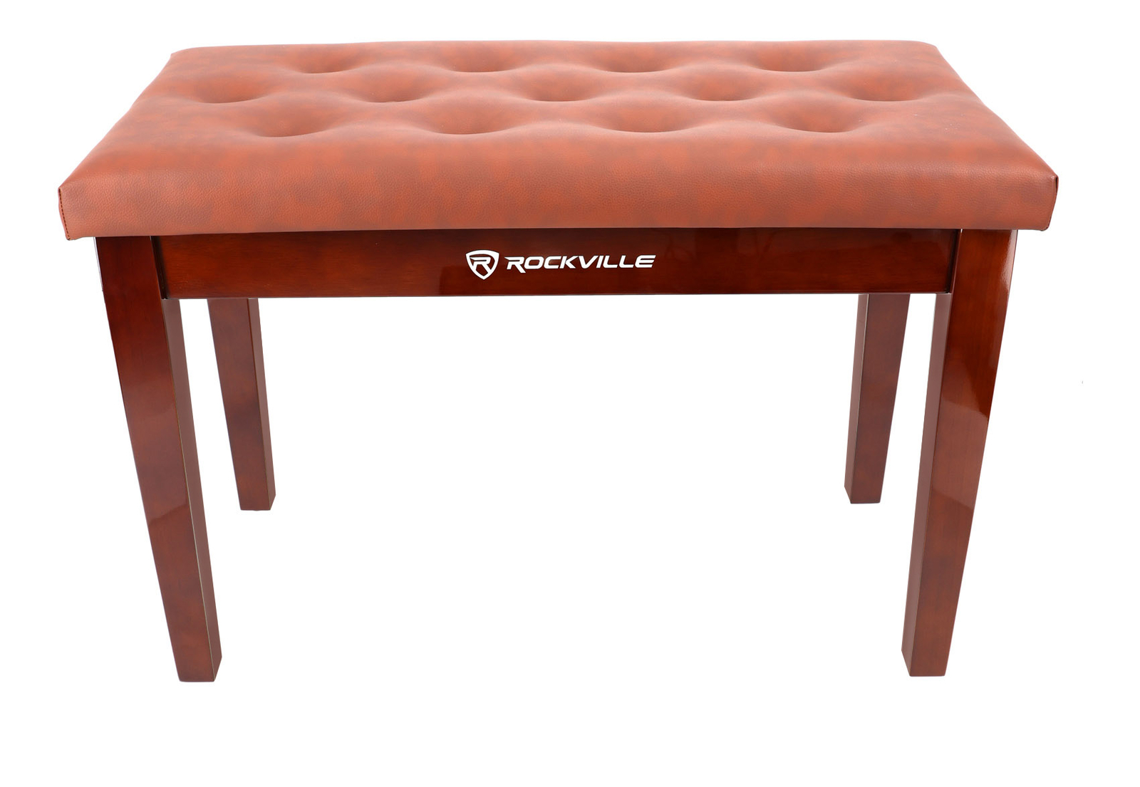 Rockville PB7 BROWN Premium Piano Bench w/Thailand Wood, Comfy Padding + Storage