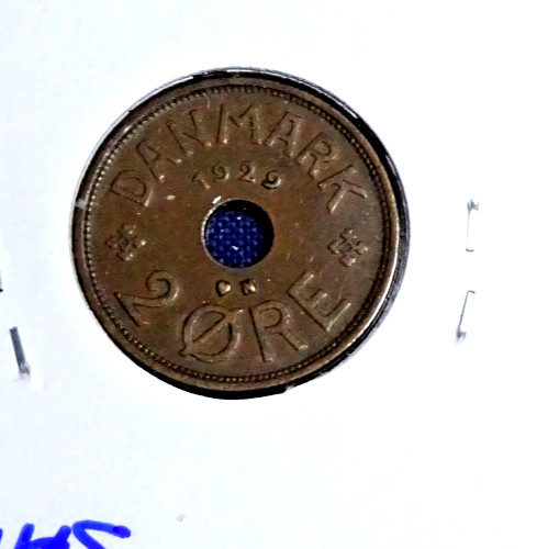 DENMARK 1929 (2 ORE) "U-GRADE" KM827.2 CIRCULATED