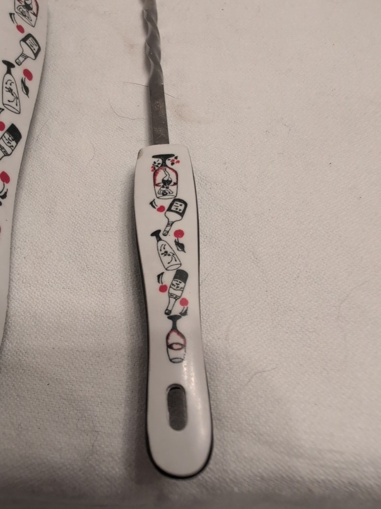MCM Barware fork pick And Knife Cocktail Print handle