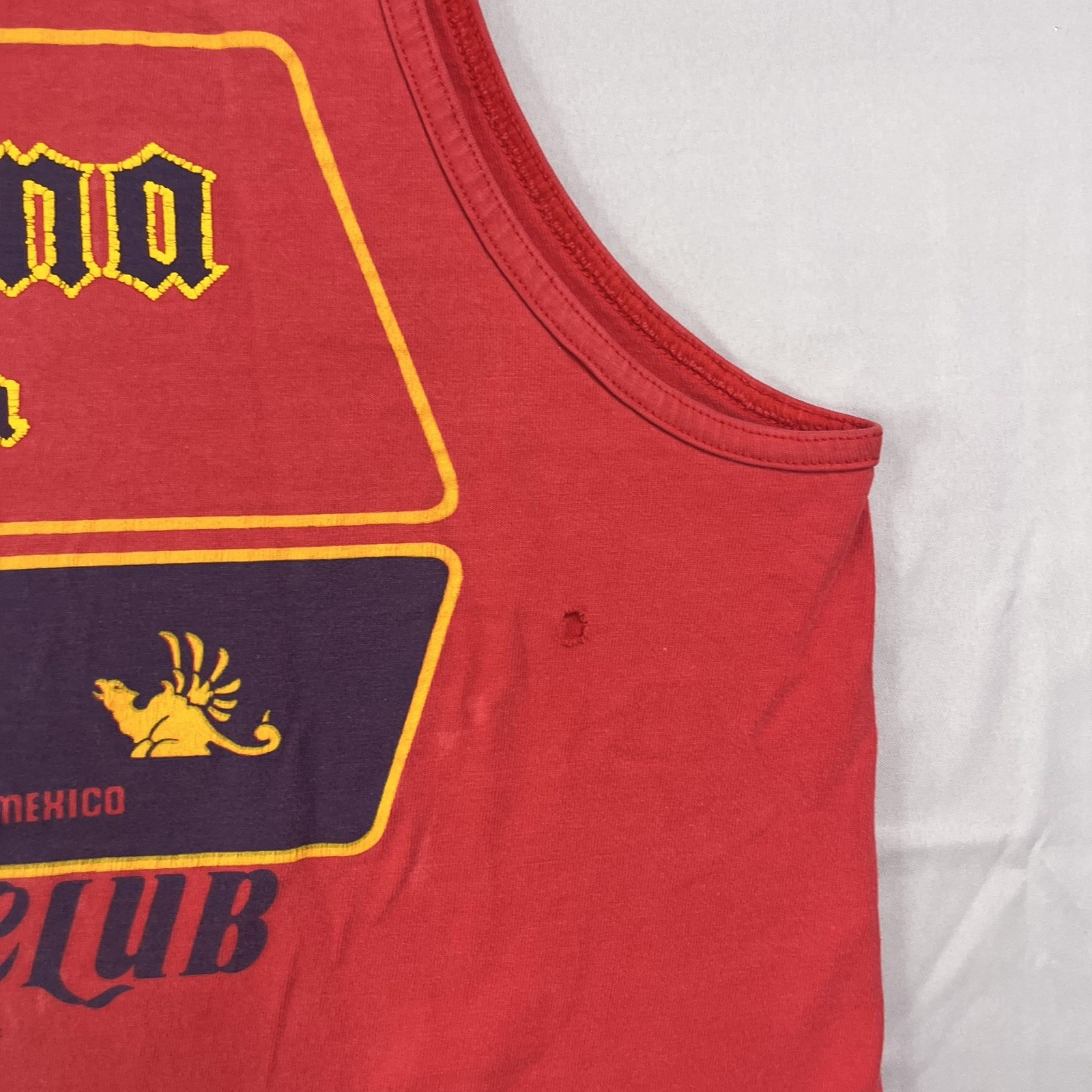 Vtg Corona Beach Club Tank Top Mens Large Red Distressed Baja California Mexico