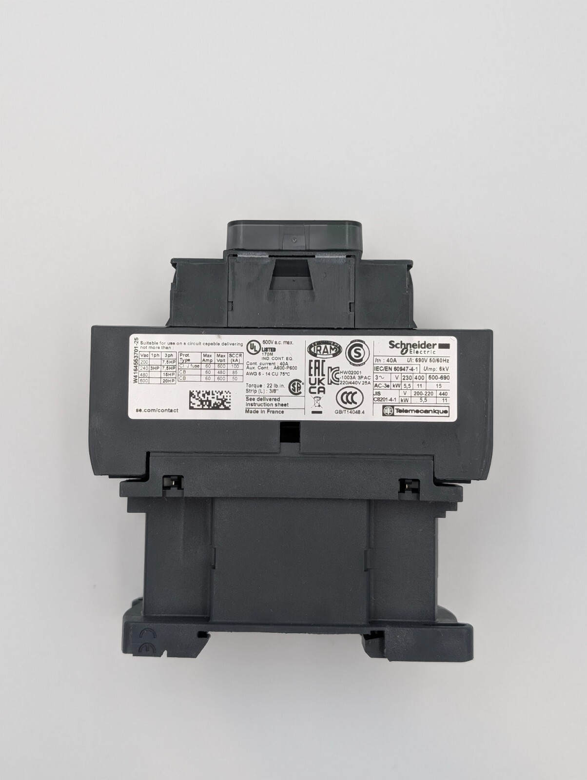 Schneider Electric LC1D25P7 Manual Motor Circuit Breaker 3P(3NO) 25A 230V AC New