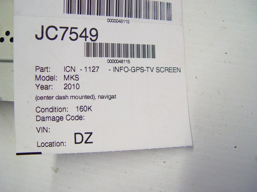 2010 Lincoln MKS Navigation Screen, 8A5T10F839AC