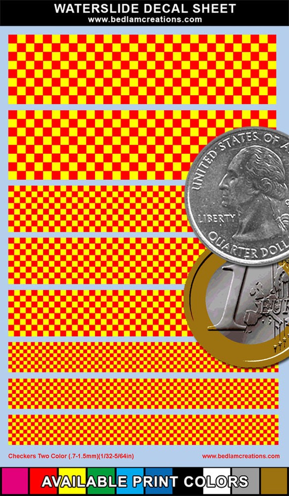 Waterslide Decals Checkers Set01 Two Colors 2"x3" Sheet