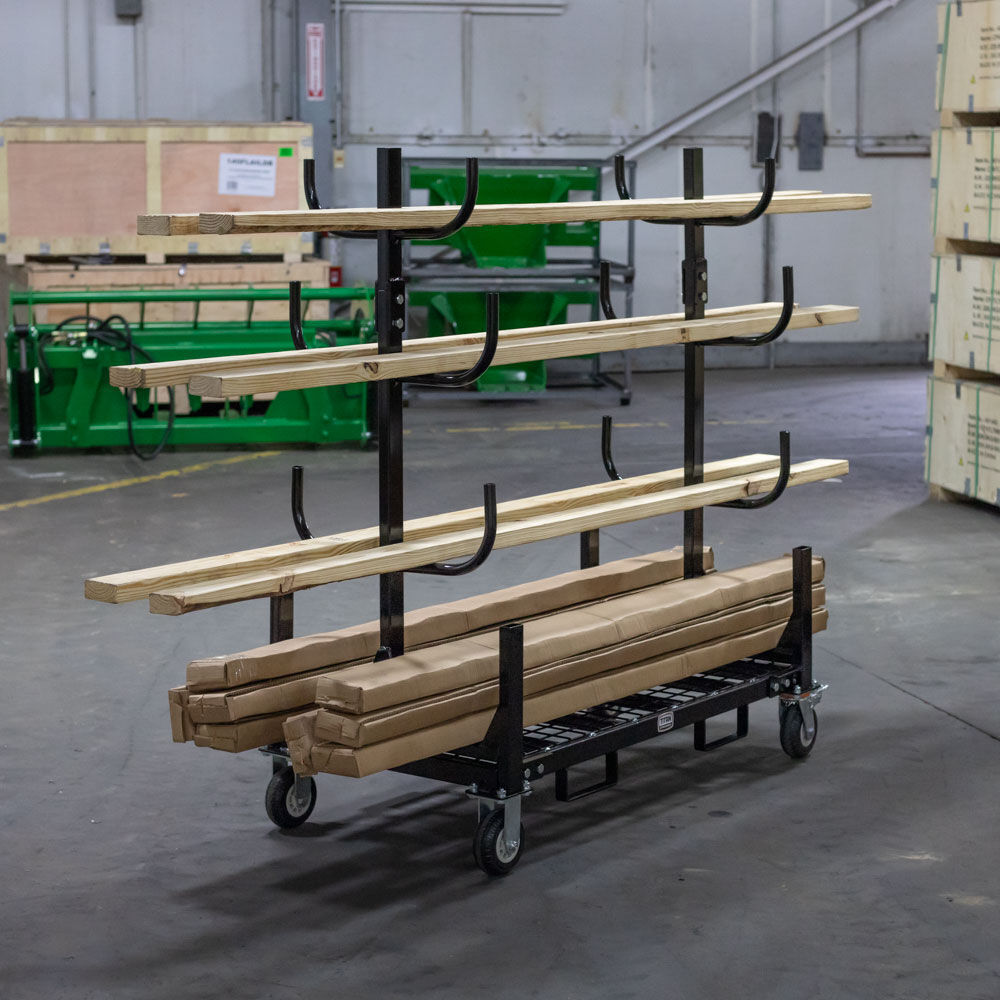Titan Attachments Mobile Conduit Lumber and Pipe Rack with Eight Bins