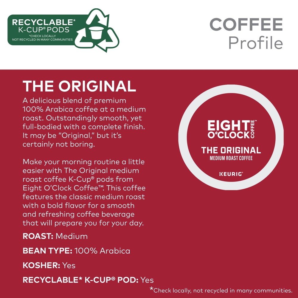 Eight O'Clock Coffee Medium Roast K-Cup Pods 72 Count