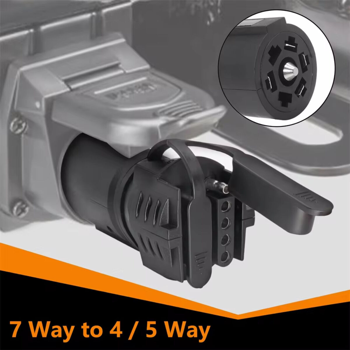 7 Way Round to 4/5 Pins Flat Trailer Wiring Plug Adapter for Truck RV Tow Hitch