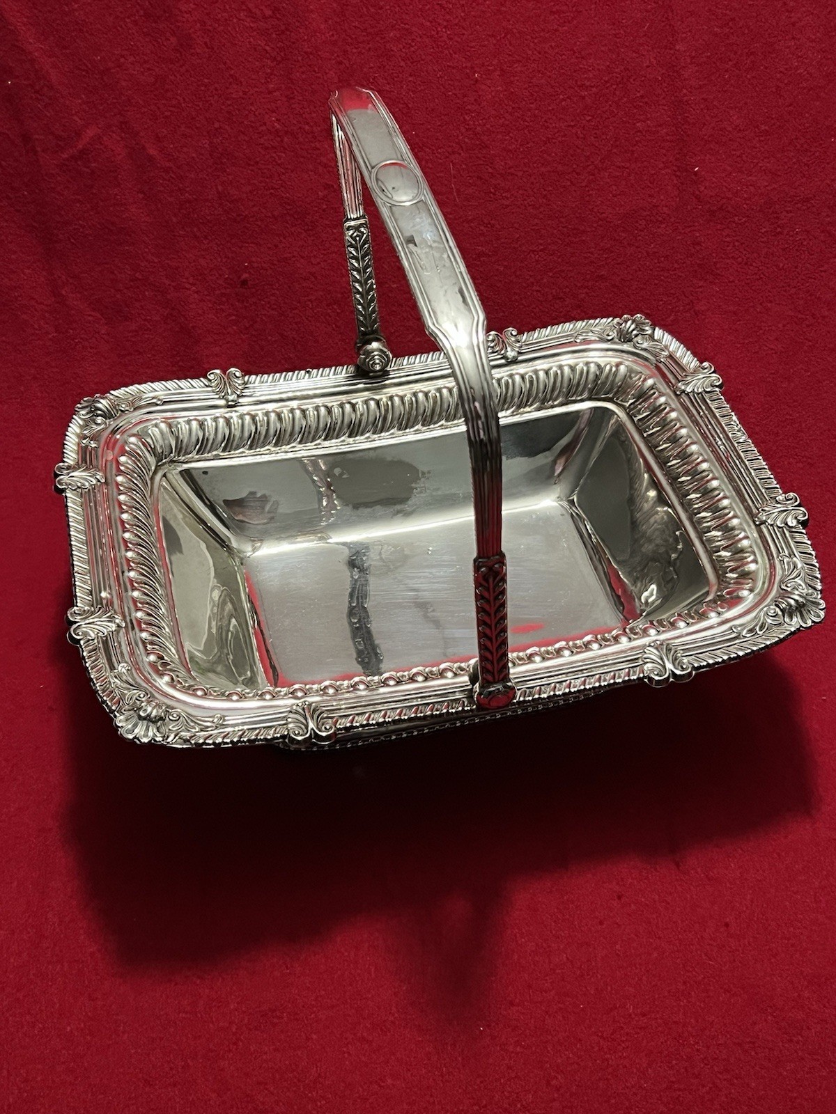 Large George III Old Sheffield Plated Handled Cake Basket W/Shell Border C.1810s