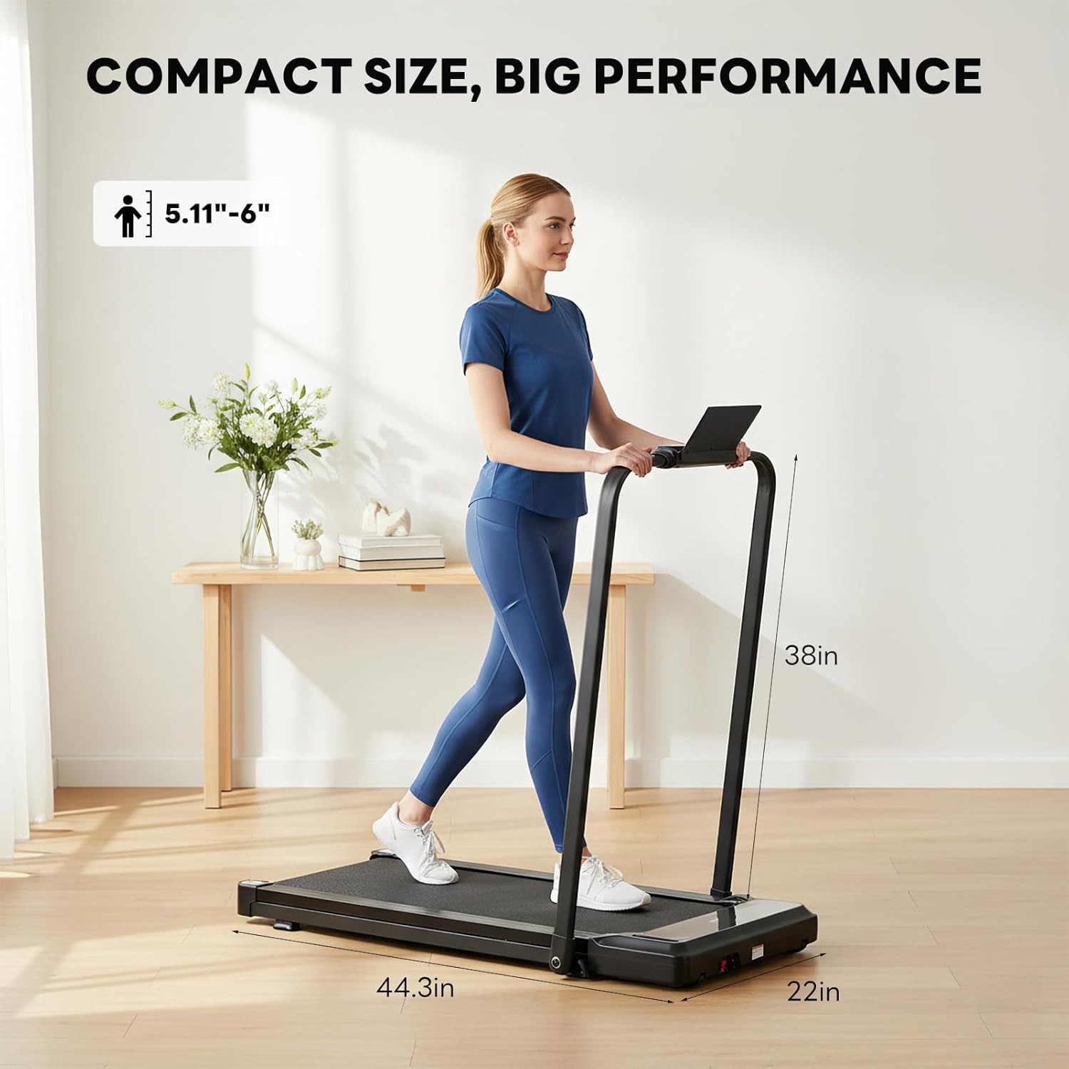 Compact Treadmill Quiet Under-Desk Walking Pad Slim & Portable Design for Home