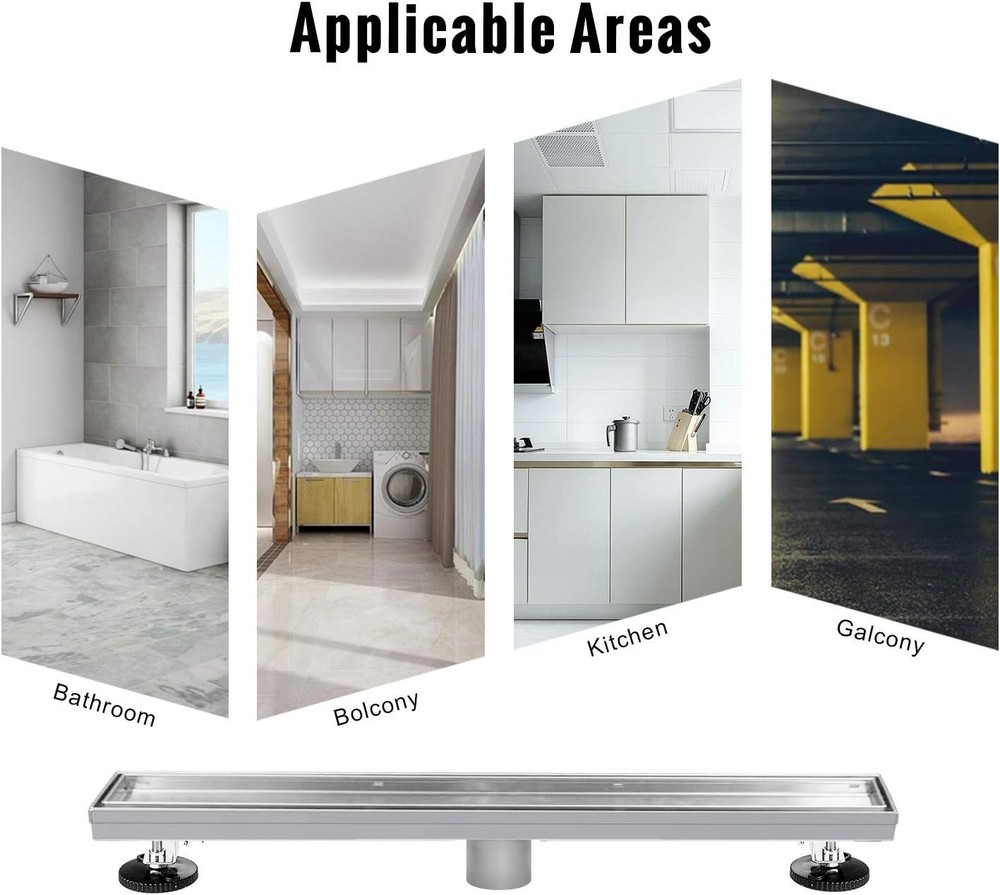 Versatile 24" Stainless Steel Linear Drain with Rust-Resistant Tile Insert Grate