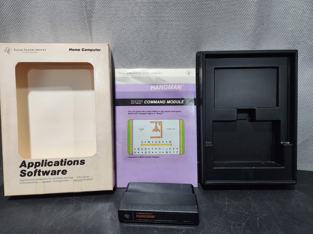 TI99-4a Home Computer Hangman Command Module Rare CIB Complete In Box