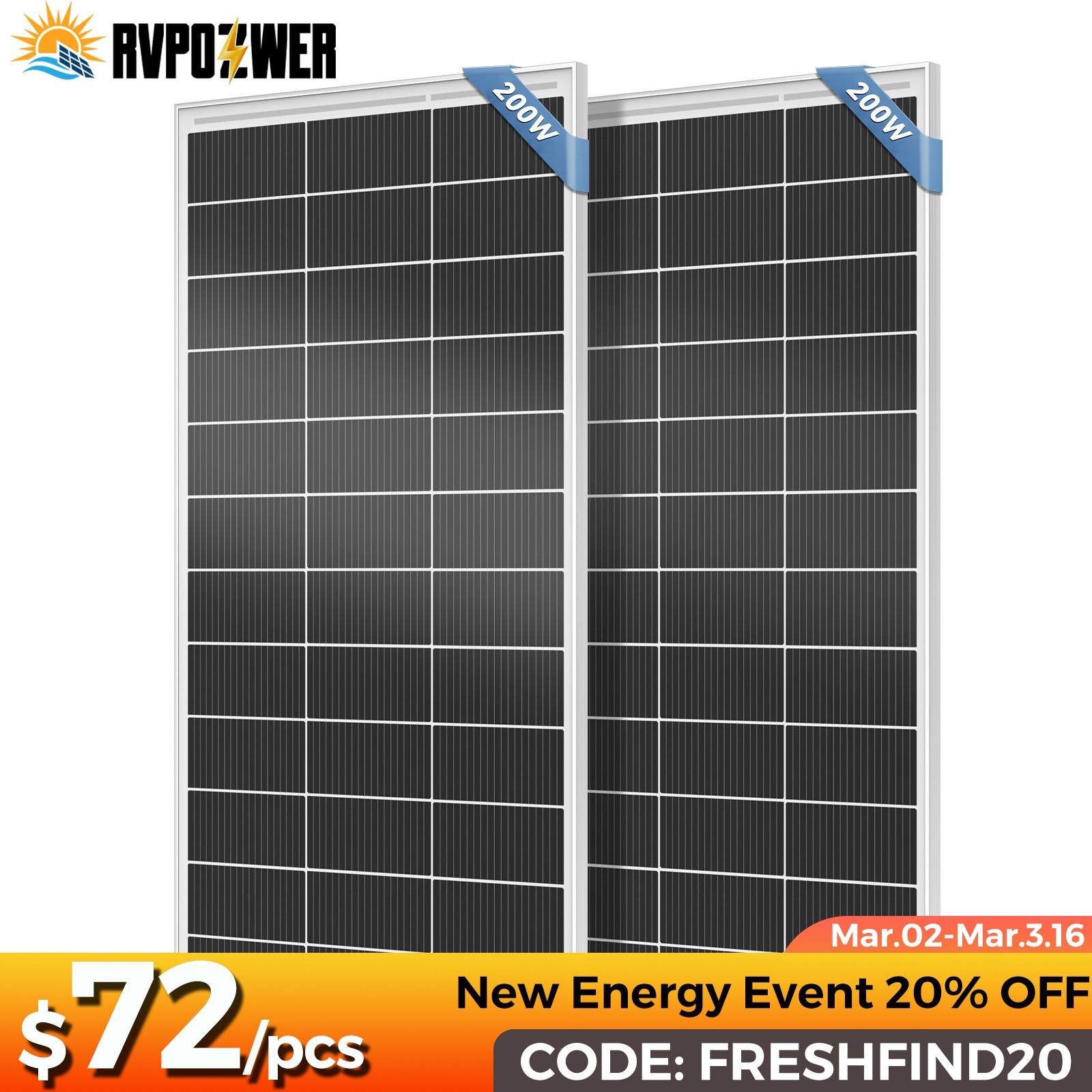 400W 12V Solar Panel 18BB N-type Battery Charge RV PV Home Off-Grid Battery Powe