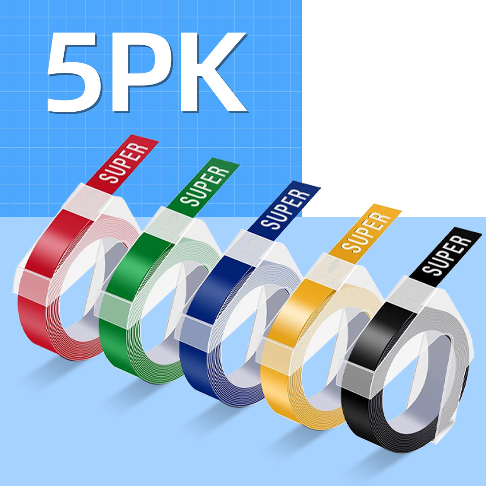 3D Plastic Embossing Label Tape Refill 9mm for DYMO 12965 1610 Motex Label Maker