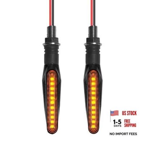 Motorcycle LED Turn Signal Assemblies, Sequential Flow, Yellow Light2V, 83g, 1