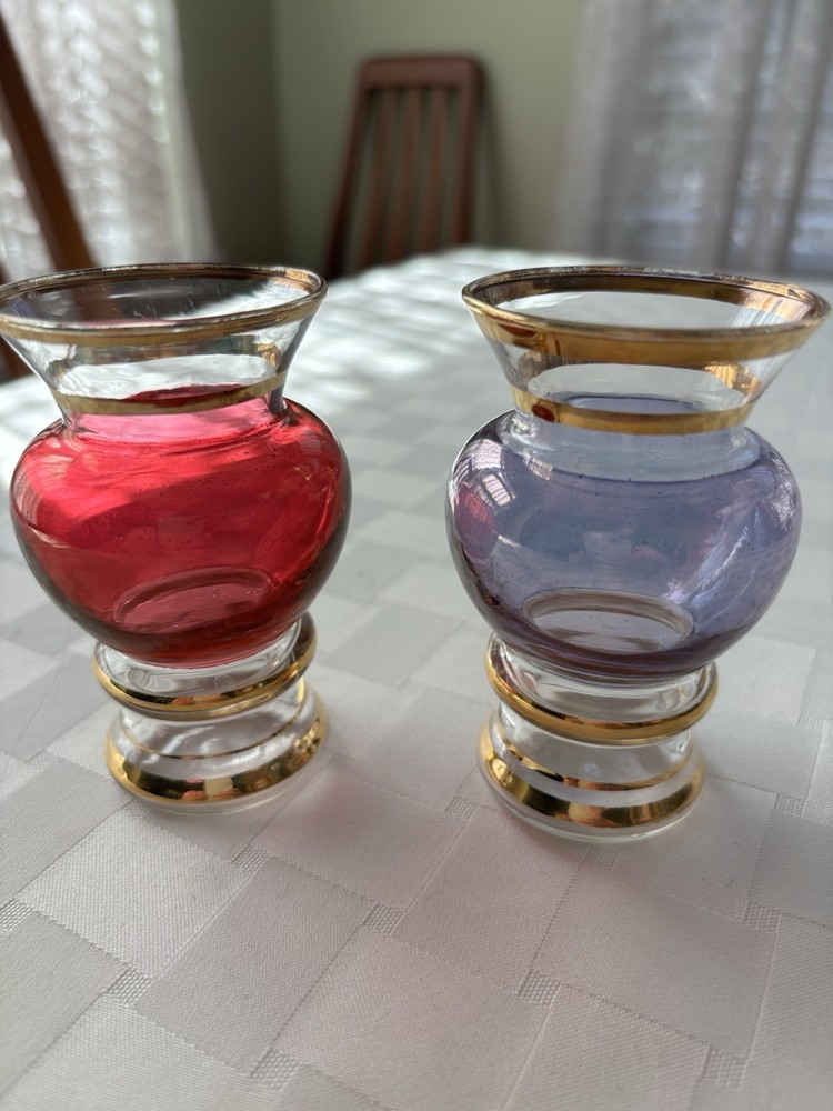 2 Barrett Collins Bud Vases Hand Blown Glass