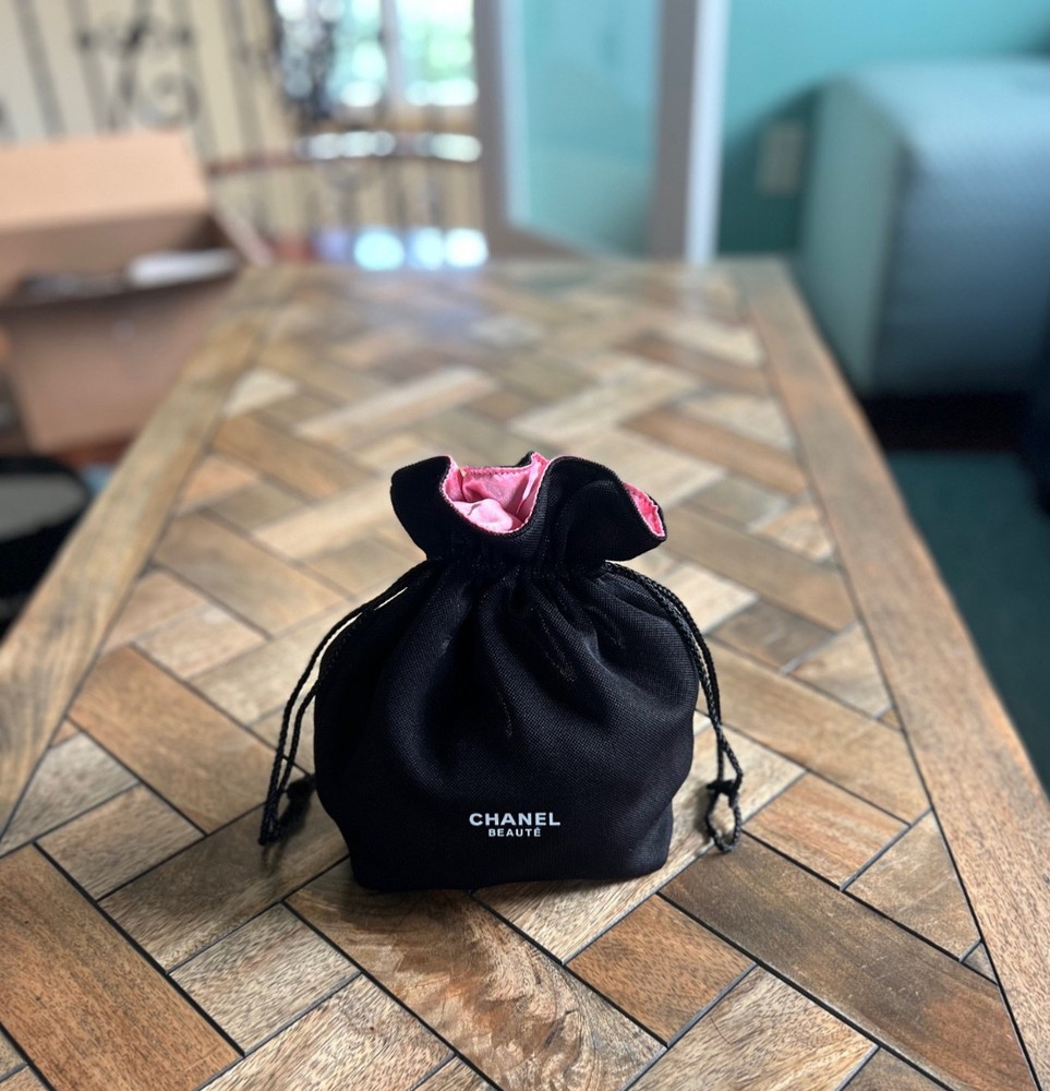 New- Chanel Beaute black drawstring pouch
