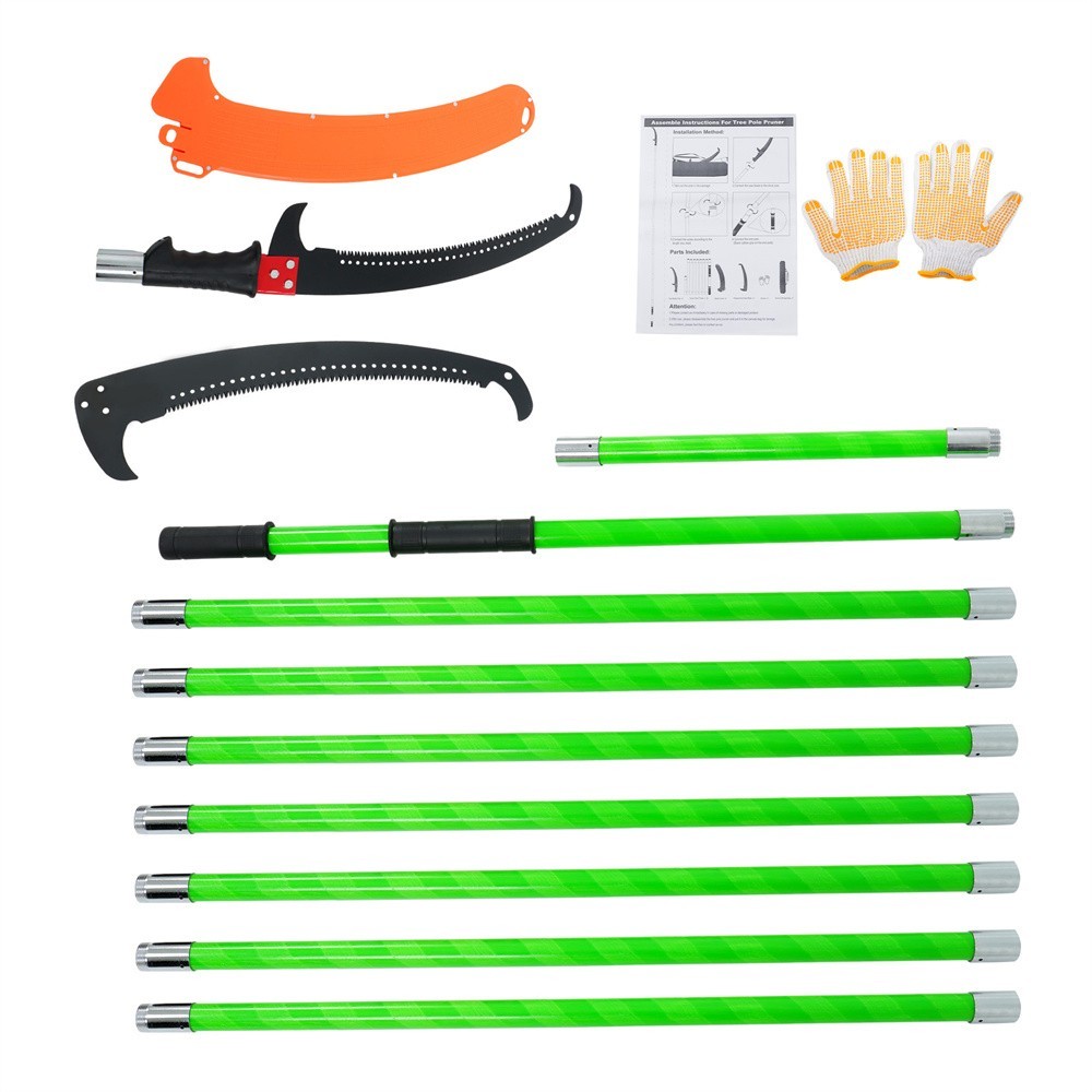 30 Feet Tree Pole Pruner Durable Tree Trimmers Handle Manual Branches Green