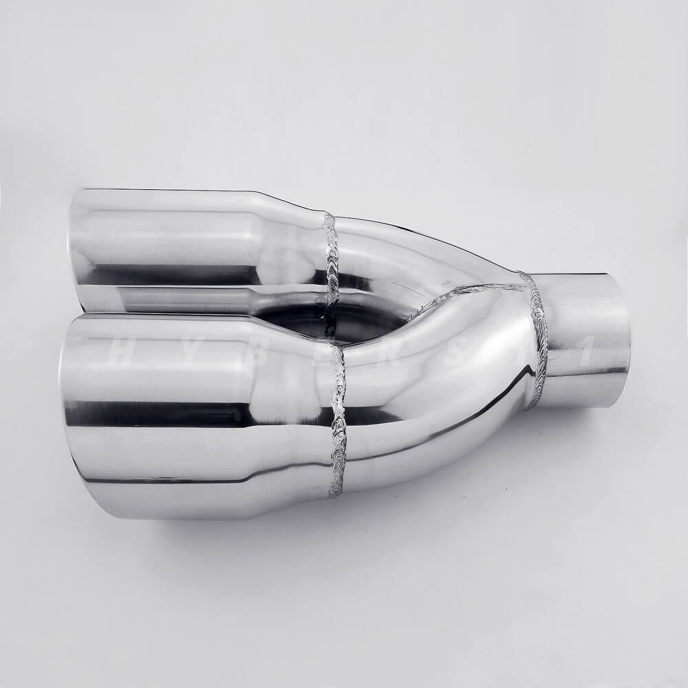 3" inlet QUAD 4" Staggered Out Dual Wall Exhaust Tips for Ford Mustang GT 5.0 V8