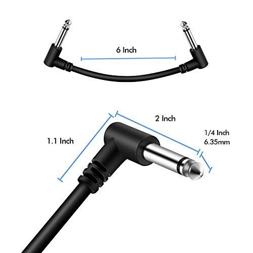 6 Pack 6 Inch Guitar Patch Cable Ultra Quiet Instrument Effect Pedal Patch Cords