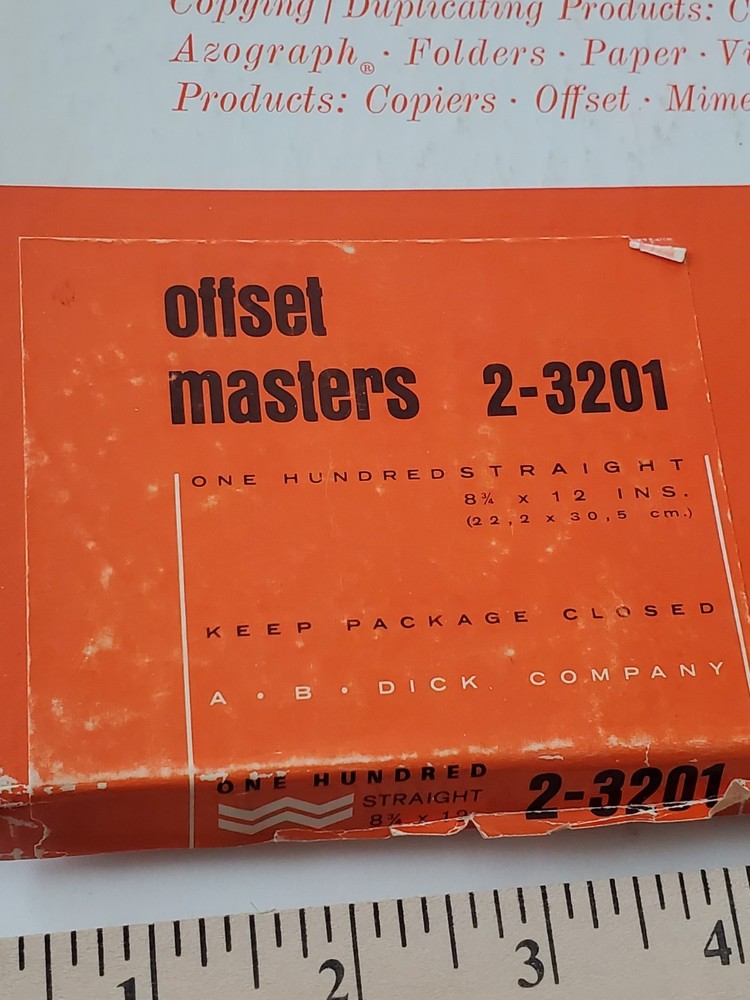 A.B. Dick Offset Masters 2-3201 Printing Duplicator Masters - 68 Sheets Open Box