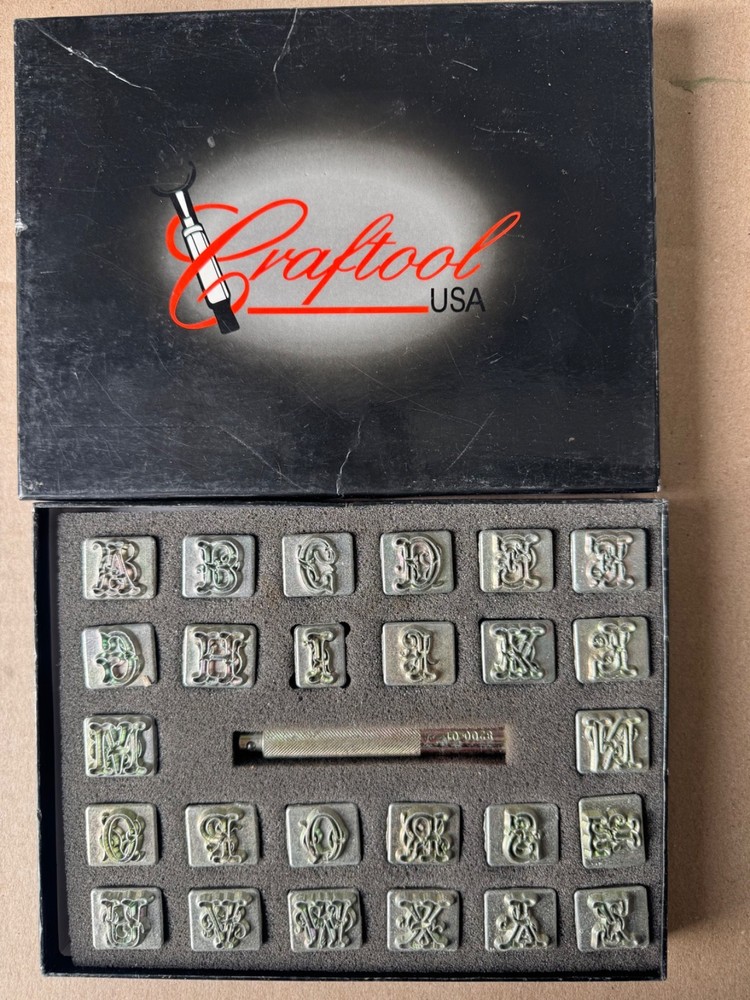 Craftool Alphabet Letters Leather Tool Set 3D Vintage Script Sheridan Flourish