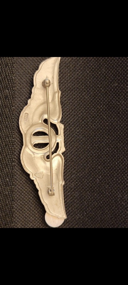 Rare Post- WW2 AAF Technical Observer Wing Badge. Sterling Silver. VG Cond.