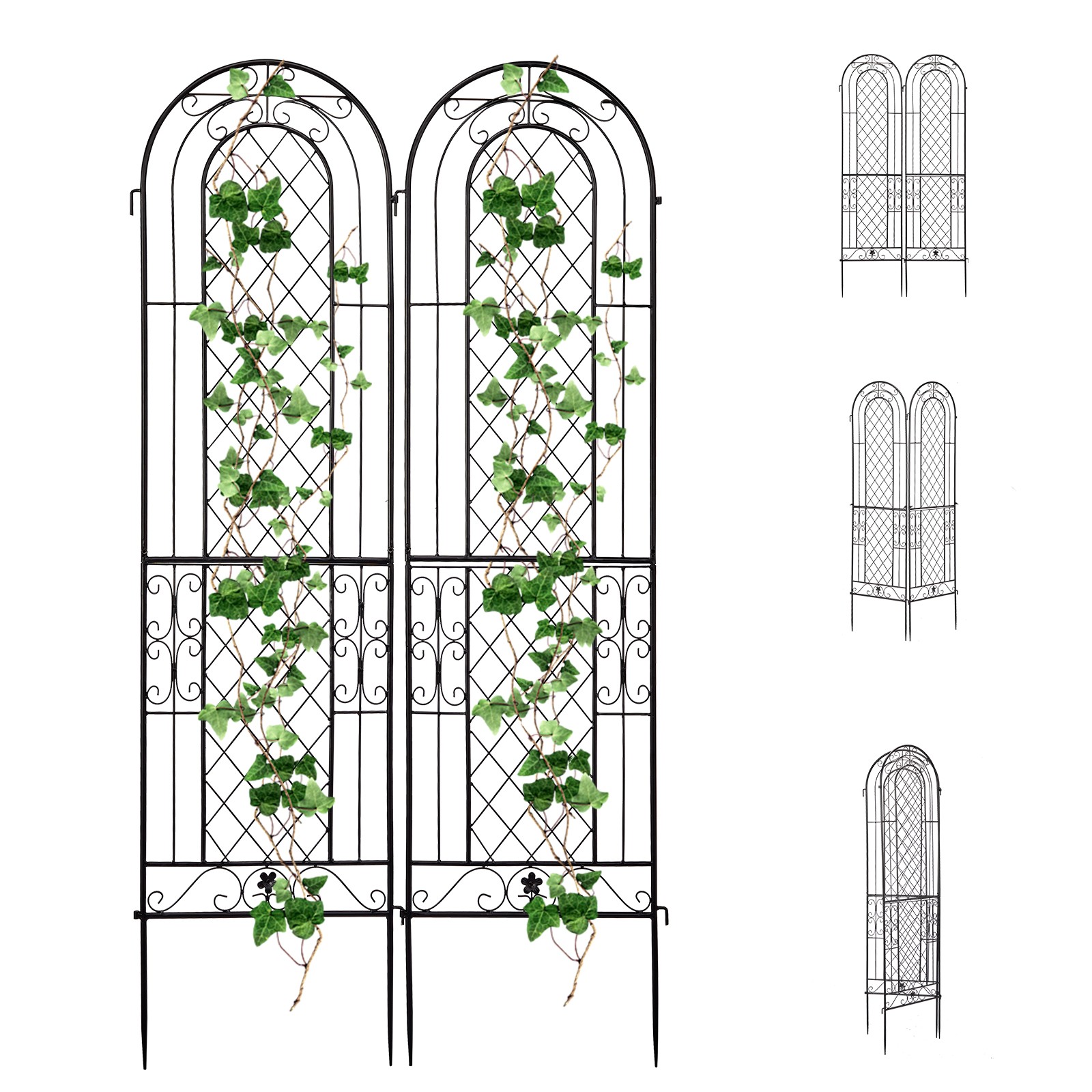 2 Pack 61" x 16" Garden Trellis for Climbing Plants, Outdoor Metal Rustproof