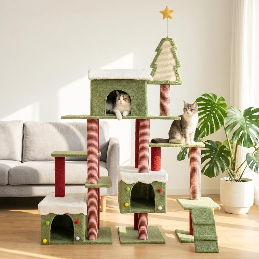 Tall Cat Tree Perch for Large Cats, Cat Tower Indoor Multi-Level Activity Tower
