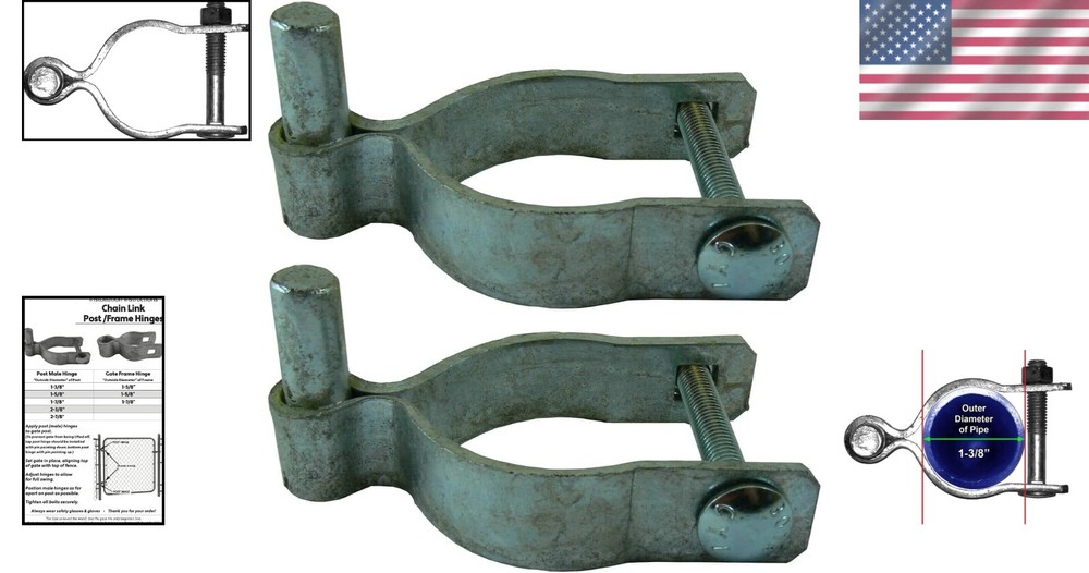 1-3/8" Chain Link Fence Gate Post Hinge - Galvanized for Lasting Strength