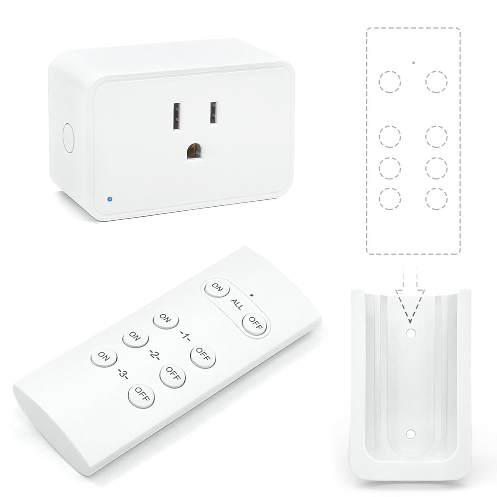 2 Pack Indoor Remote Control Electrical Outlet Plug, 15A, Wireless Switch