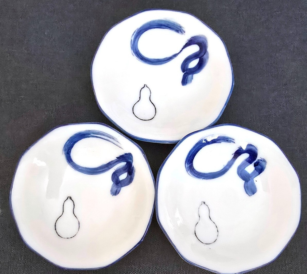 3pc Asian Style Ceramic Dipping Dishes