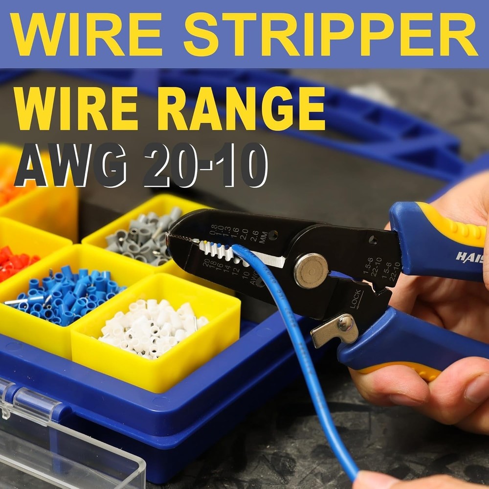 Professional Ferrule Crimping Tool Kit with 2500 Terminals & Wire Stripper