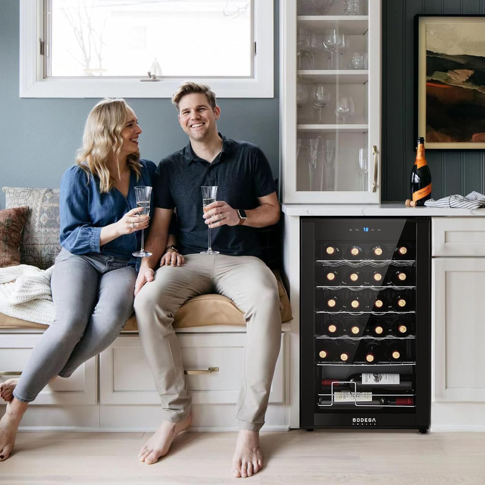 24 Bottle Wine Cooler Mini Fridge Digital Temperature Control Small Refrigerator